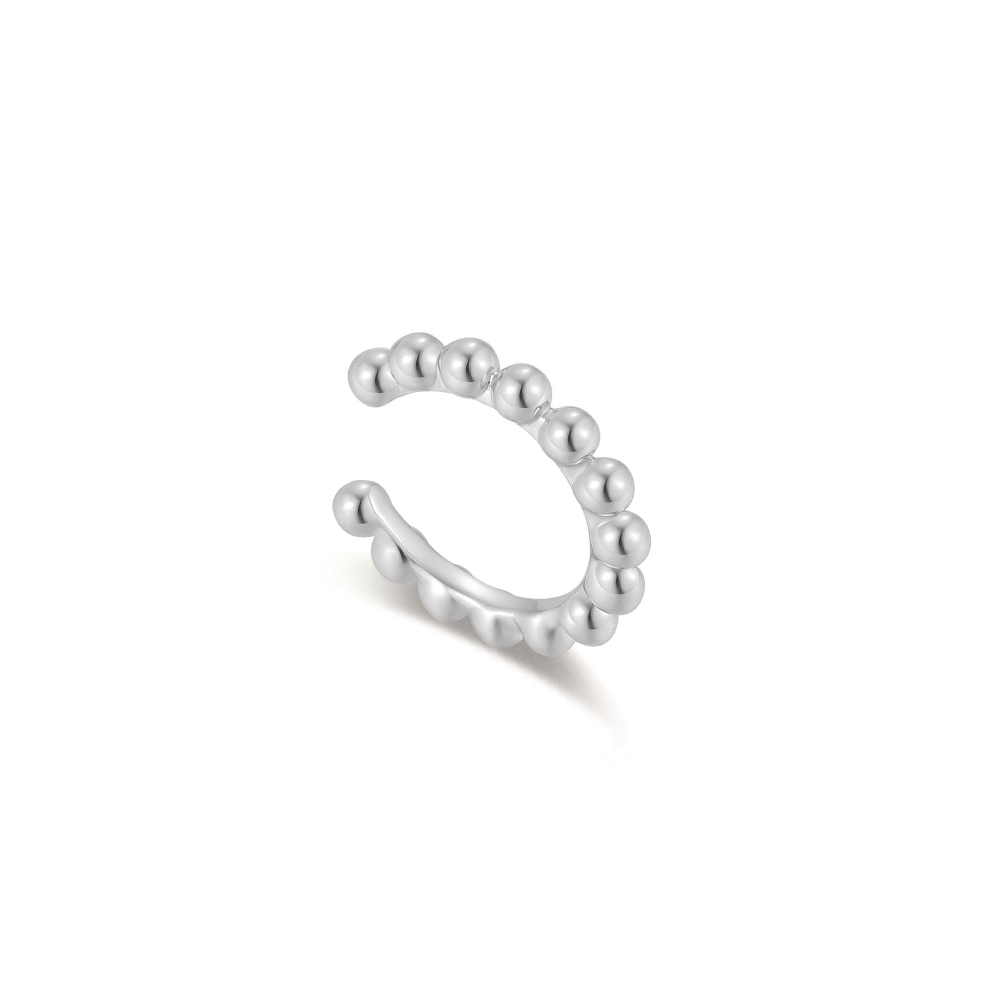 Silver Beaded Ear Cuff for Subtle Style and Spiritual Elegance