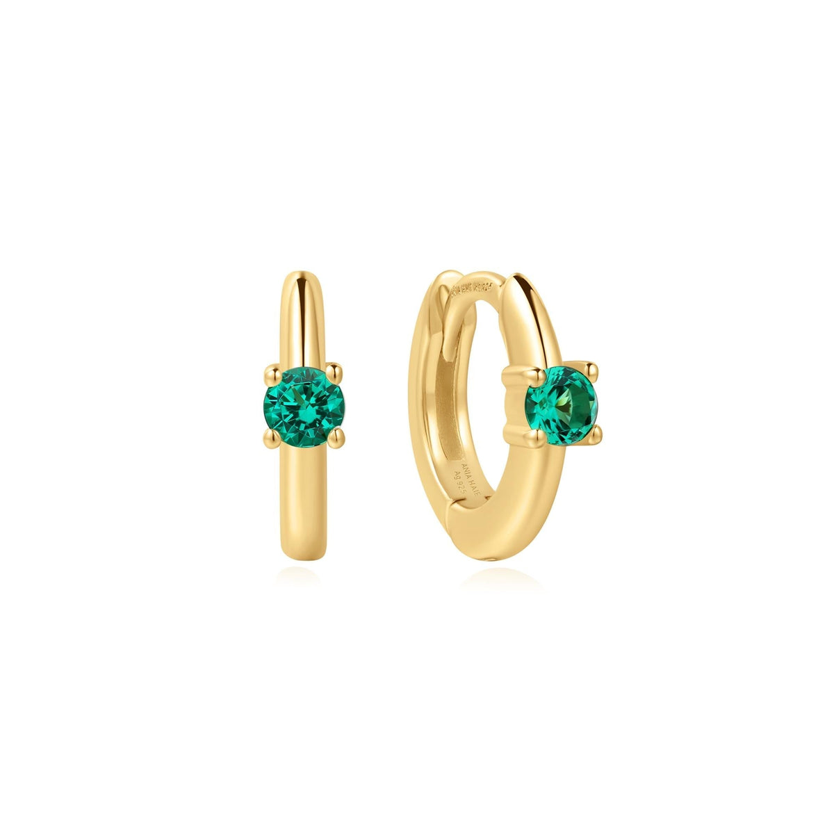 Ania Haie Gold Green Huggie Hoop Earrings
