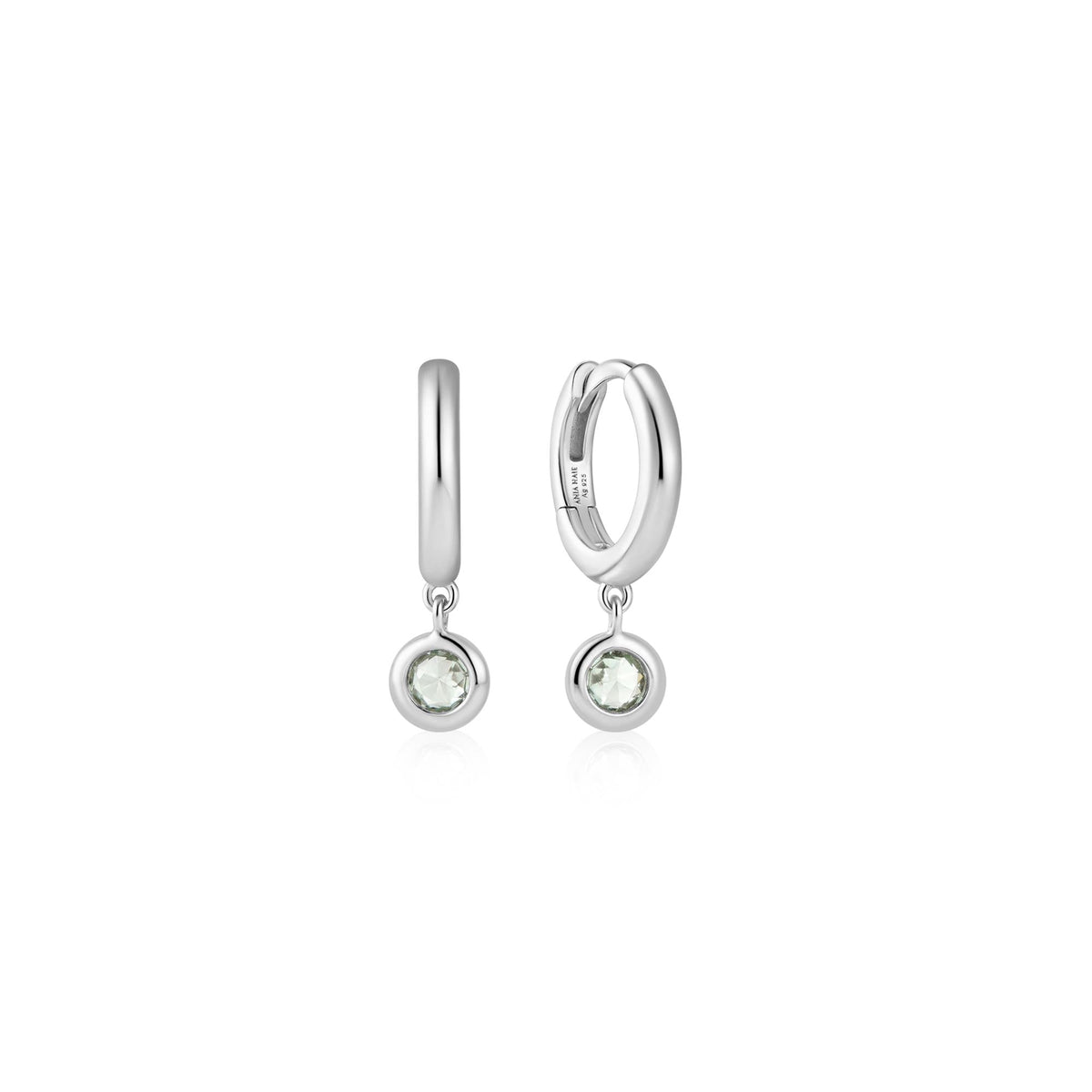 Ania Haie Silver Dangling Mint Green Huggie Hoop Earrings