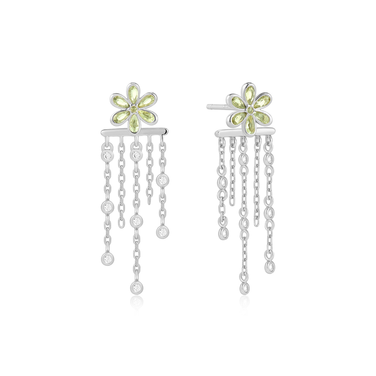 Ania Haie Silver Floral Tassel Drop Stud Earrings
