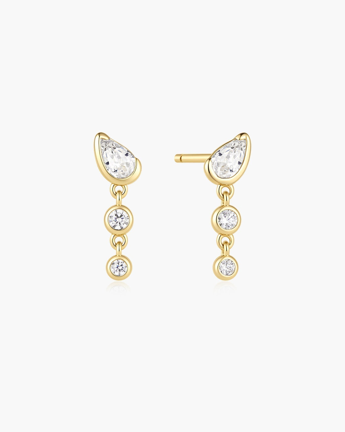 Ania Haie Gold Teardrop & Bezel Round Dangle Stud Earrings E076-03G E076-03G front packshot