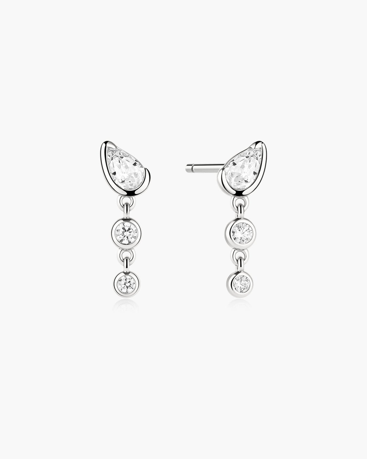 Ania Haie Silver Teardrop & Bezel Round Dangle Stud Earrings E076-03H E076-03H front packshot