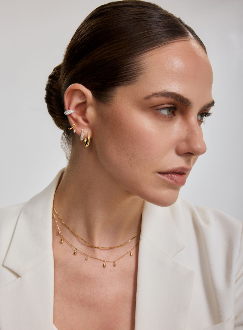 Ania Haie Gold Spiral Bezel-End Stud Hoop Earrings E076-08G E076-08G view 4