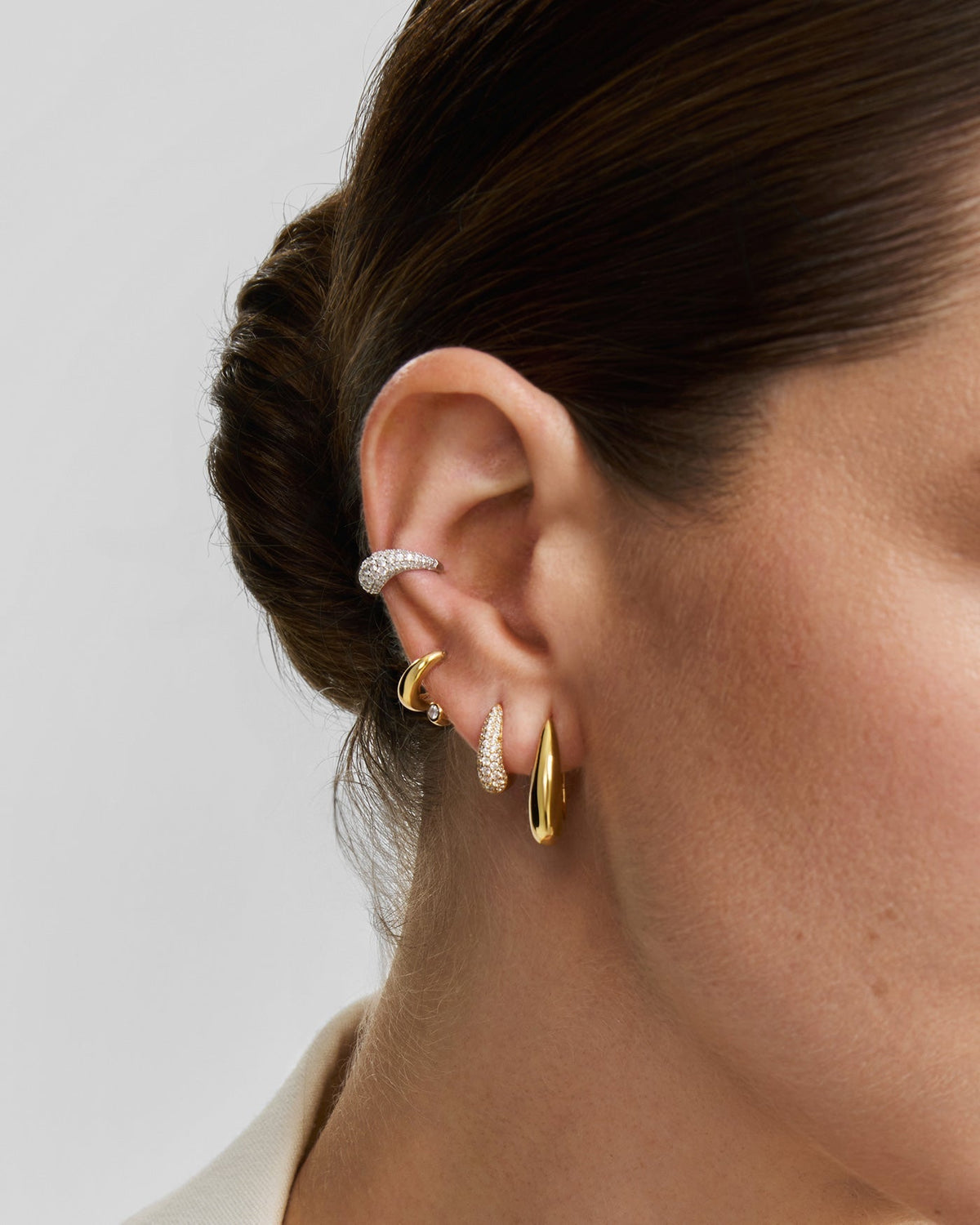 Ania Haie Gold Spiral Bezel-End Stud Hoop Earrings E076-08G E076-08G view 3