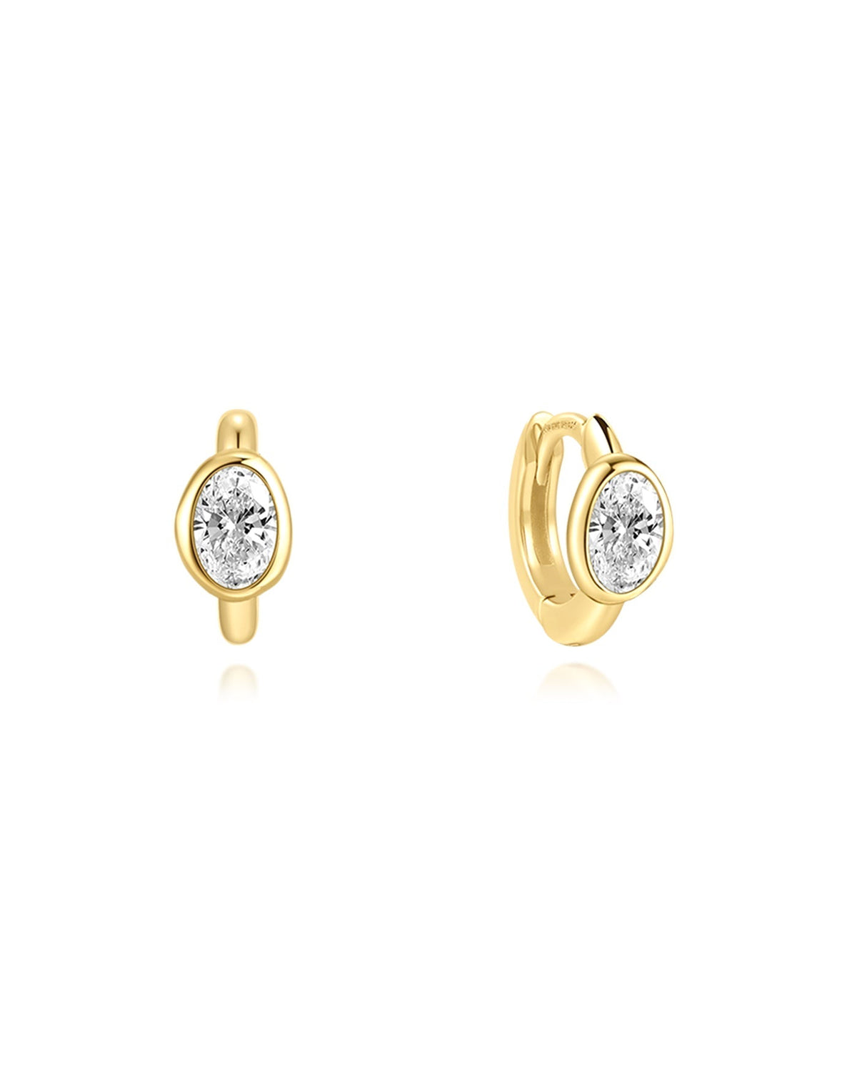 Ania Haie Gold Bezel Organic Pebble Huggie Hoop Earrings E076-09G E076-09G front packshot