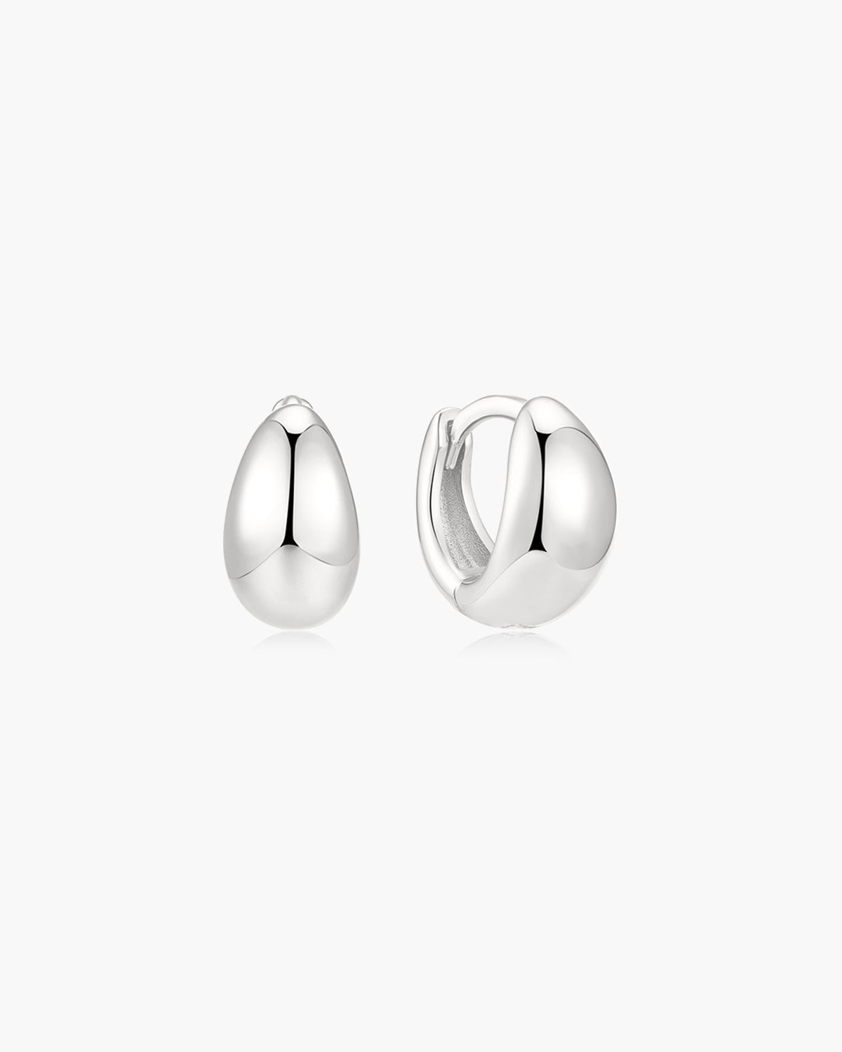 Ania Haie Silver Organic Dome Pebble Huggie Hoop Earrings E076-11H E076-11H front packshot