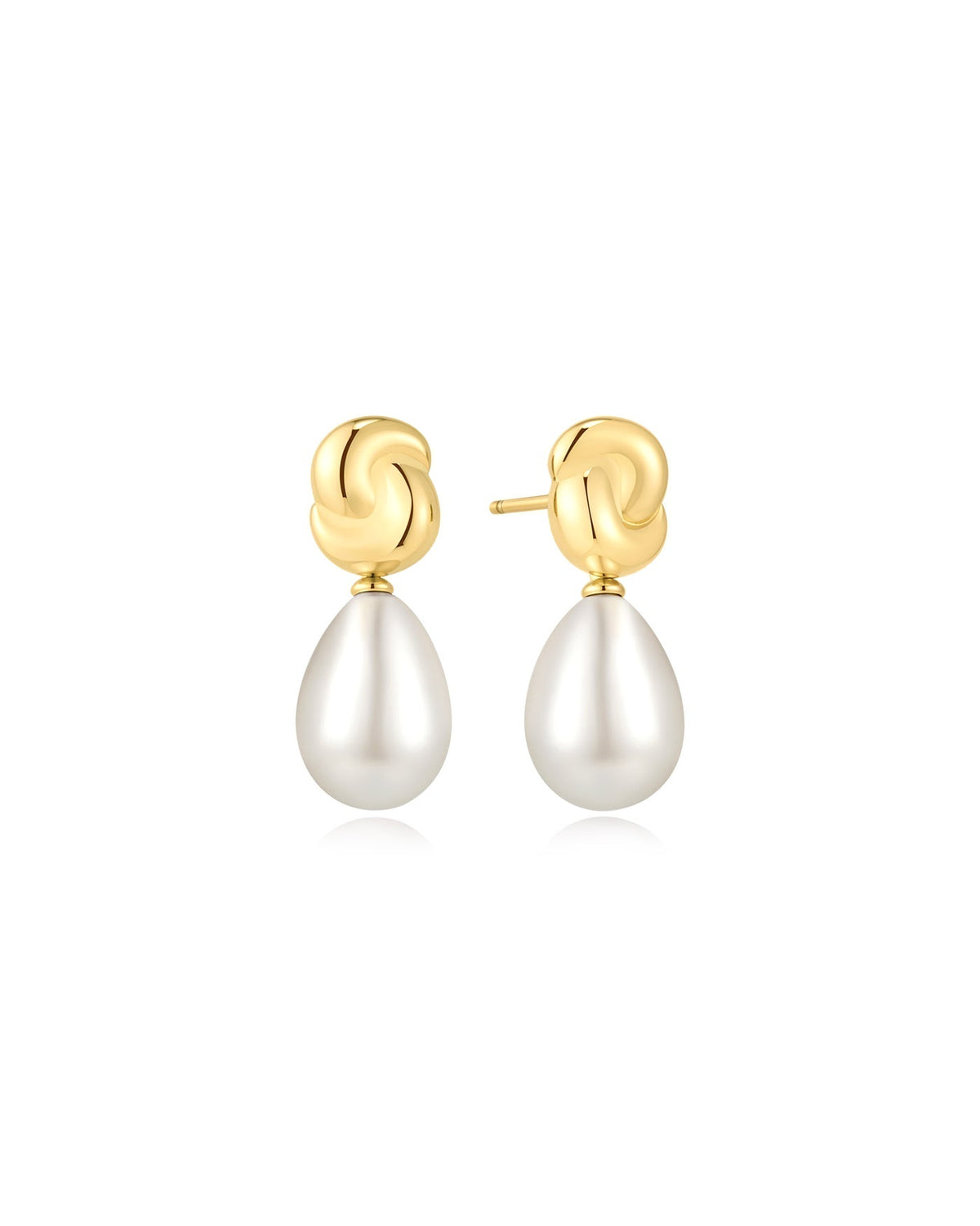 Ania Haie Gold Twist & Shell Pearl Drop Stud Earrings E077-02G E077-02G front packshot