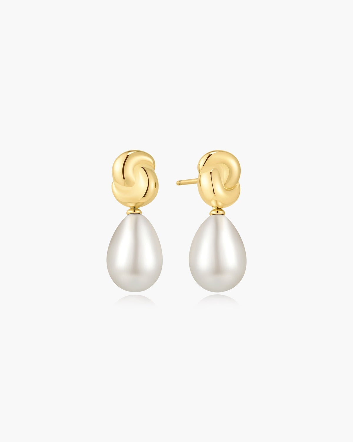 Ania Haie Gold Twist & Shell Pearl Drop Stud Earrings E077-02G E077-02G front packshot