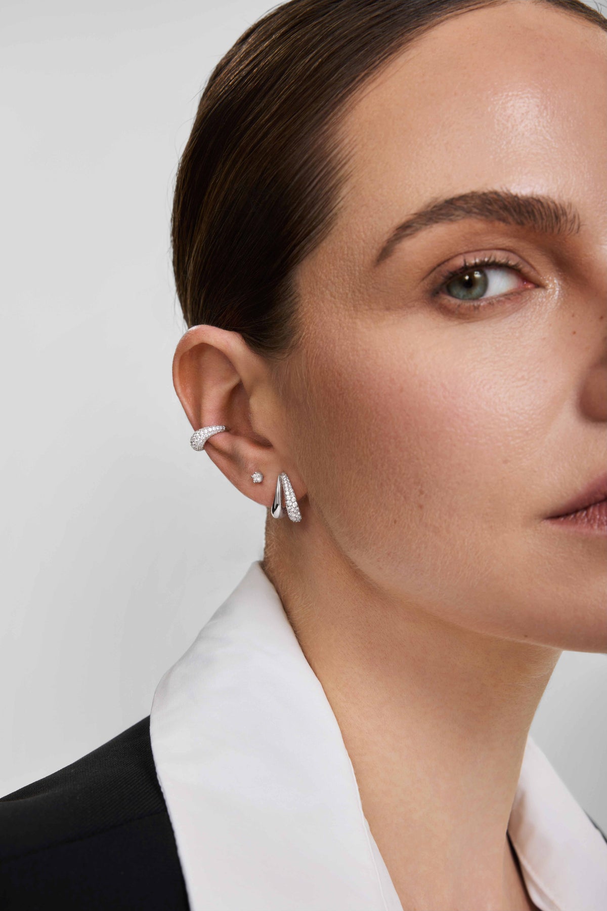 Ania Haie Silver Pave & Polished Teardrop Duet Stud Earrings E078-08H E078-08H view 4