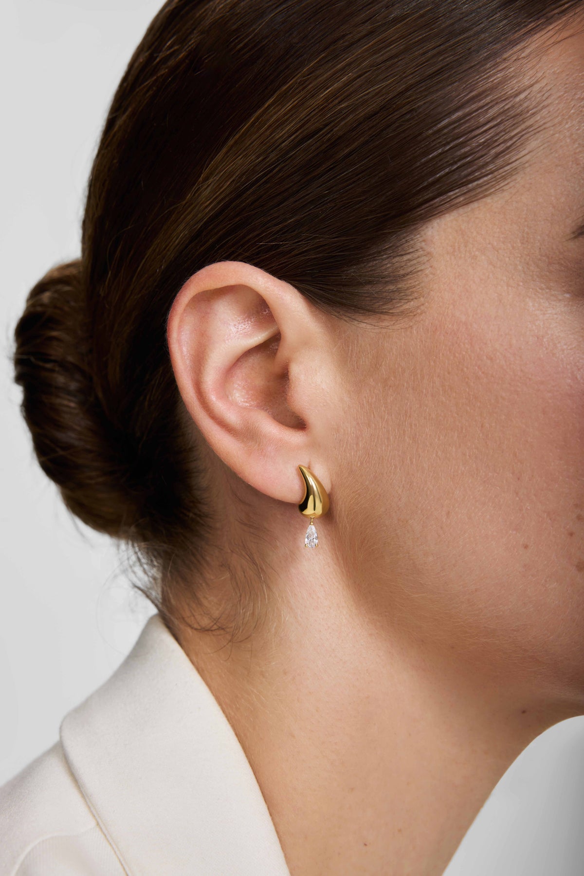 Ania Haie Gold Curved Teardrop Dangle Stud Earrings E078-04G E078-04G view 2