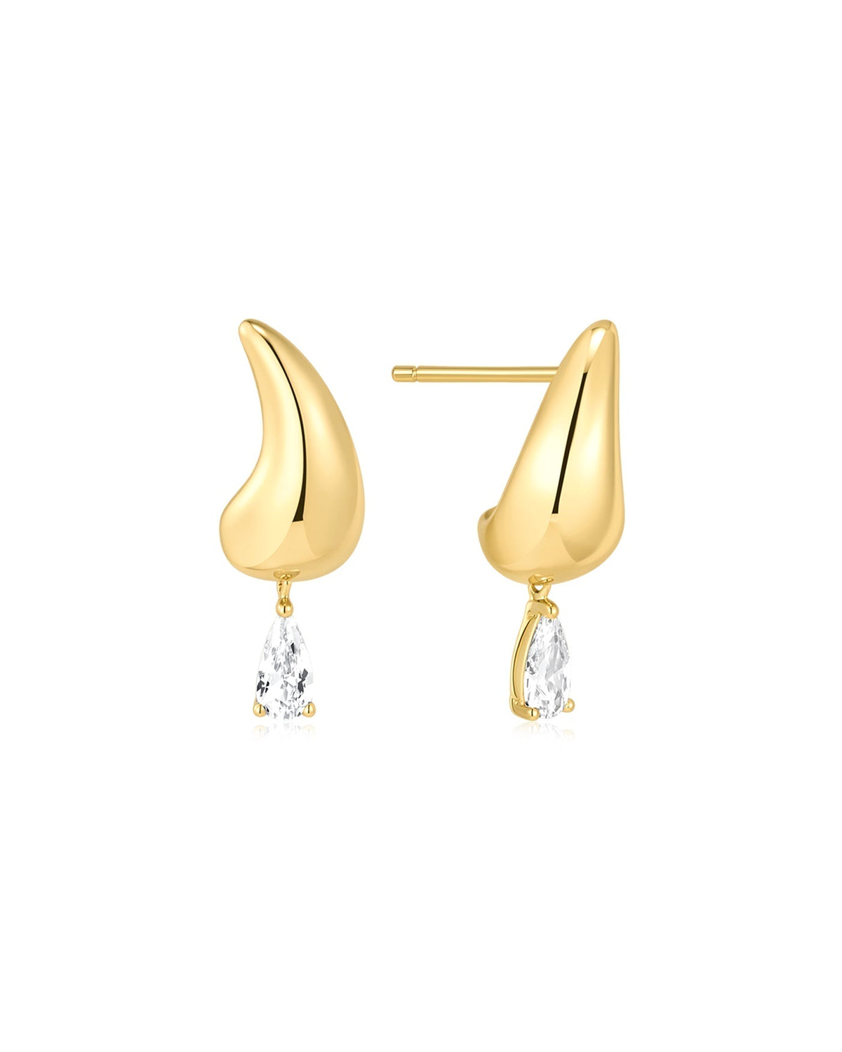 Ania Haie Gold Curved Teardrop Dangle Stud Earrings E078-04G E078-04G front packshot