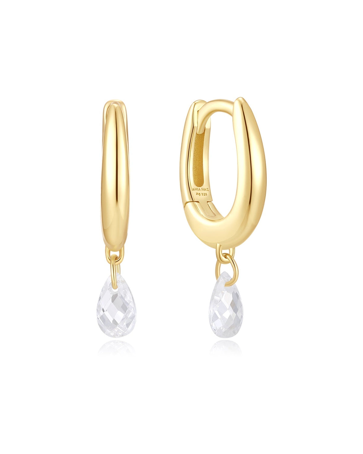 Ania Haie Gold Teardrop Dangle Huggie Hoop Earrings E078-09G E078-09G front packshot