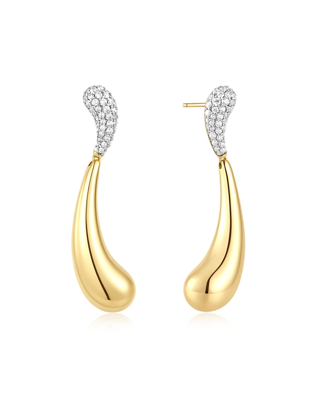 Ania Haie Gold Pave & Polished Wave Teardrop Dangle Stud Earrings E078-14G E078-14G front packshot