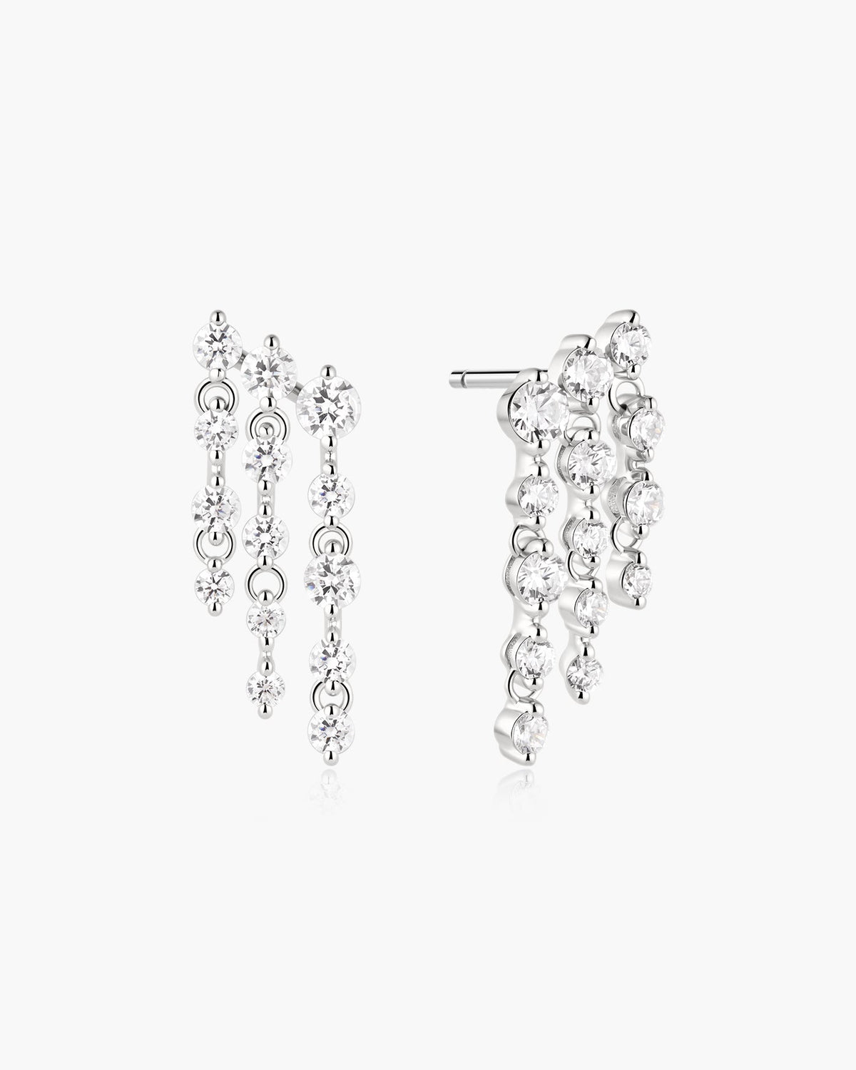 Ania Haie Silver Triple Fringe Stud Earrings