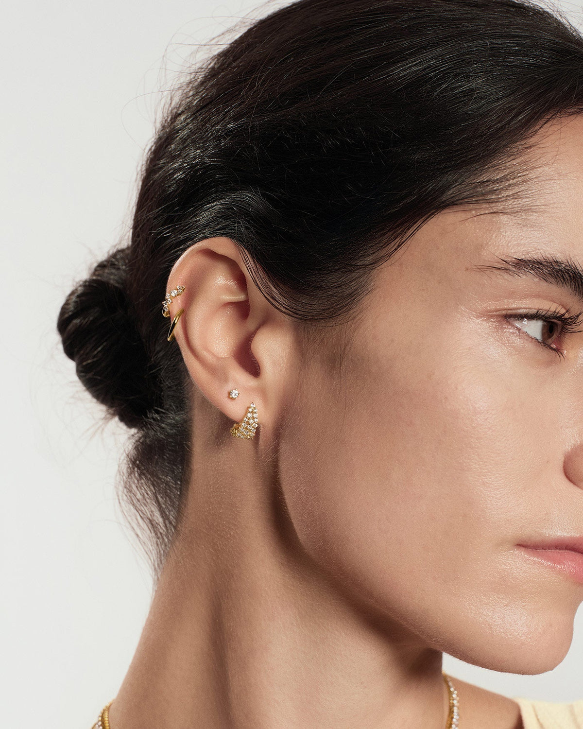 Ania Haie Gold Zig-Zag Pave Huggie Hoop Earrings