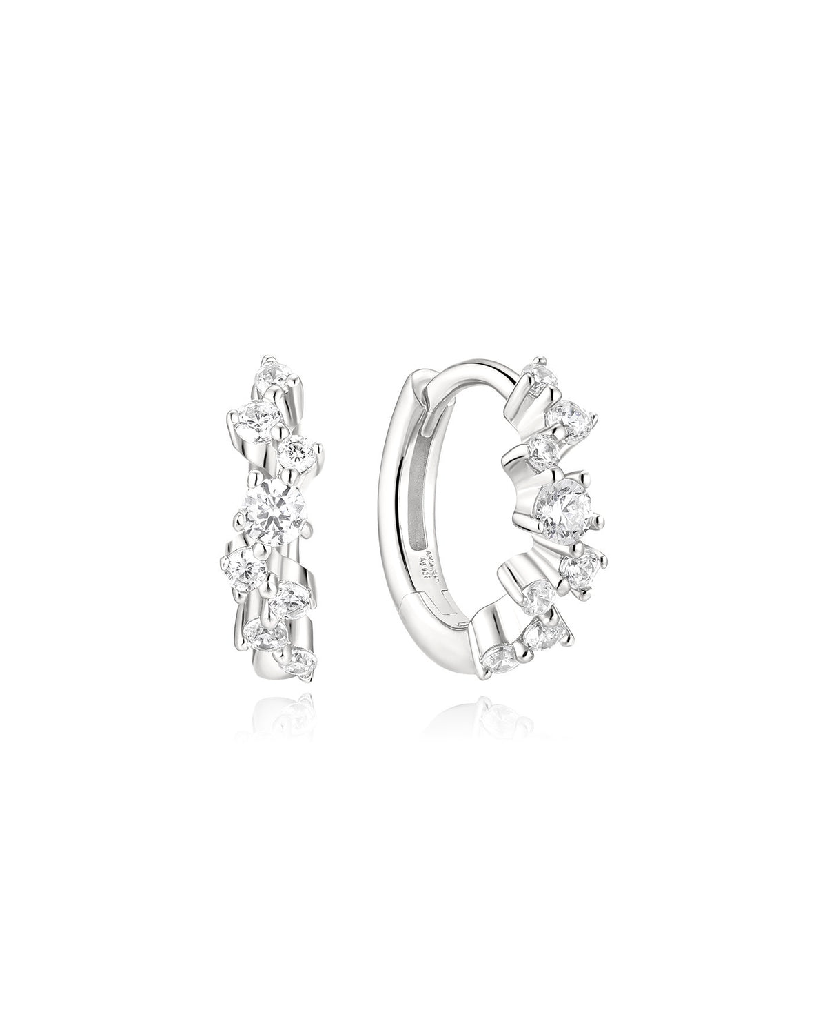 Ania Haie Silver Zig-Zag Pave Huggie Hoop Earrings