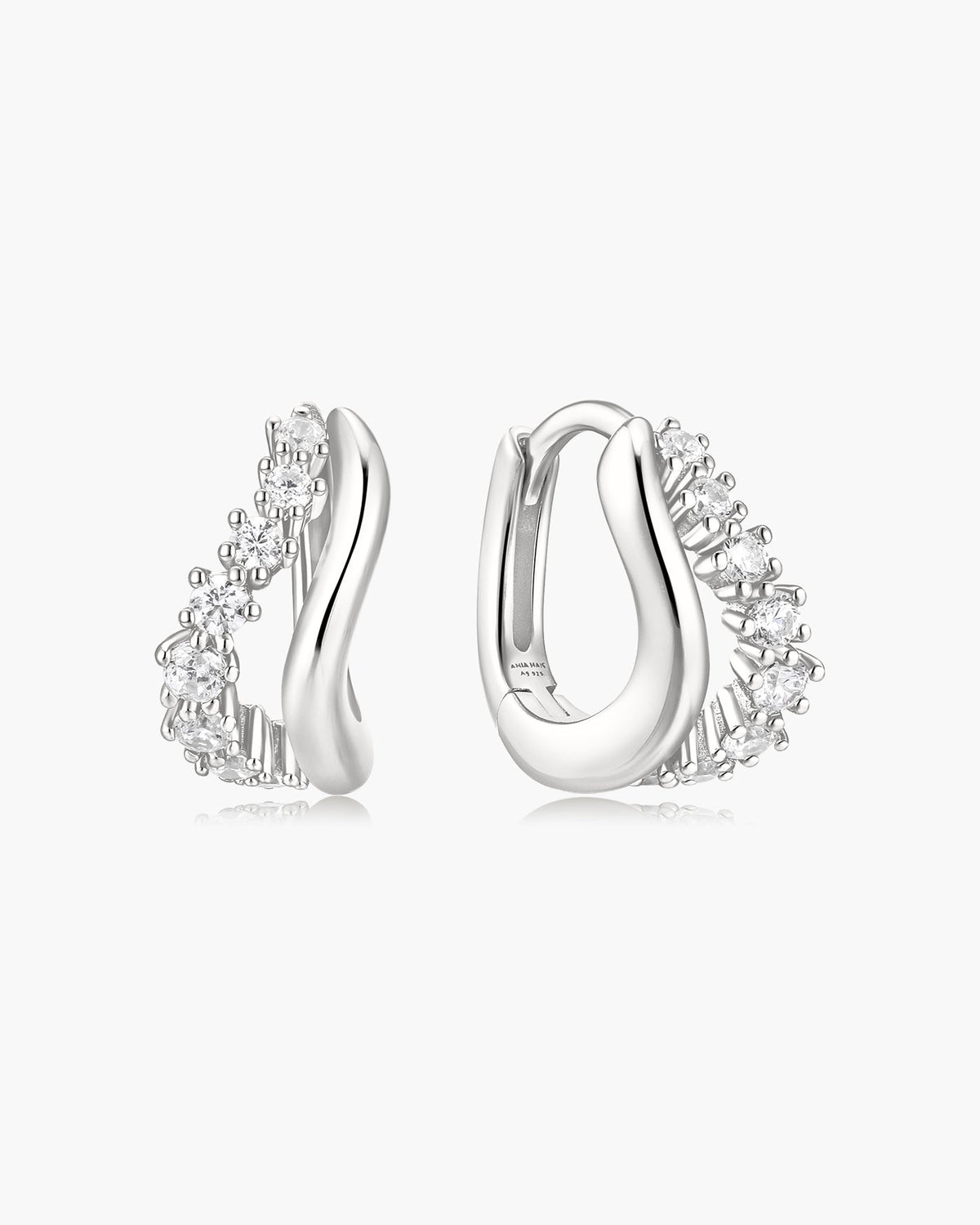 Ania Haie Silver Duet Wave Huggie Hoop Earrings