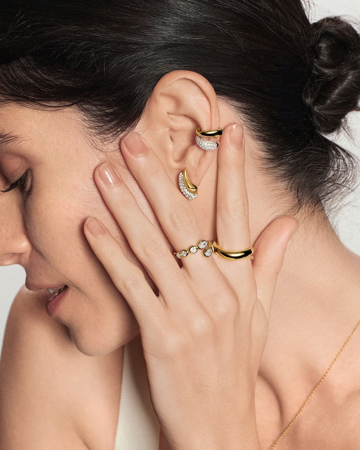 Ania Haie Gold Pave Wave Huggie Hoop Earrings