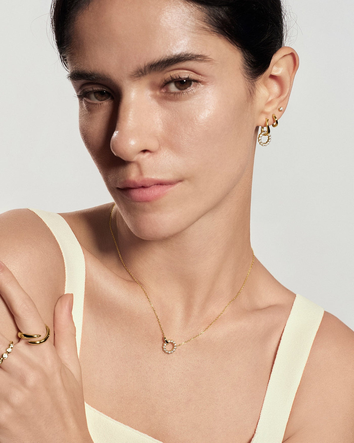 Ania Haie Gold Pave Interlocked Huggie Hoop Earrings