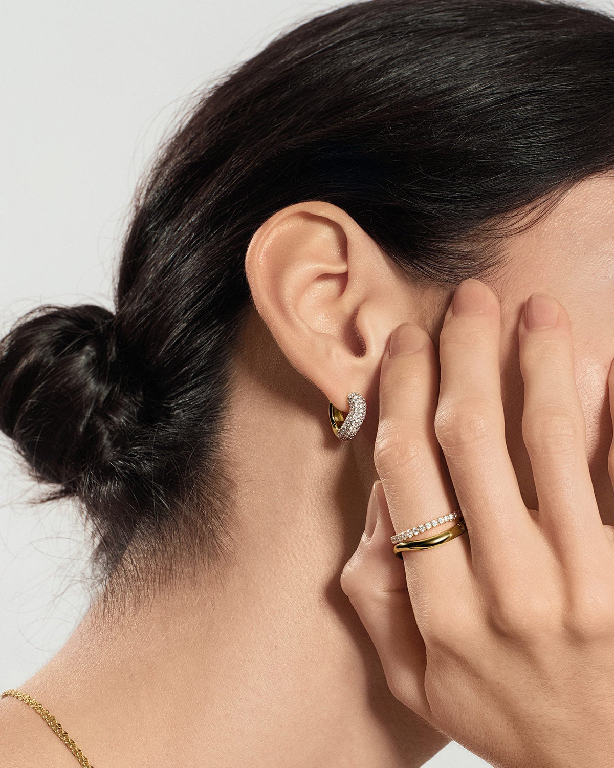 Ania Haie Gold Chunky Pave Wave Huggie Hoop Earrings