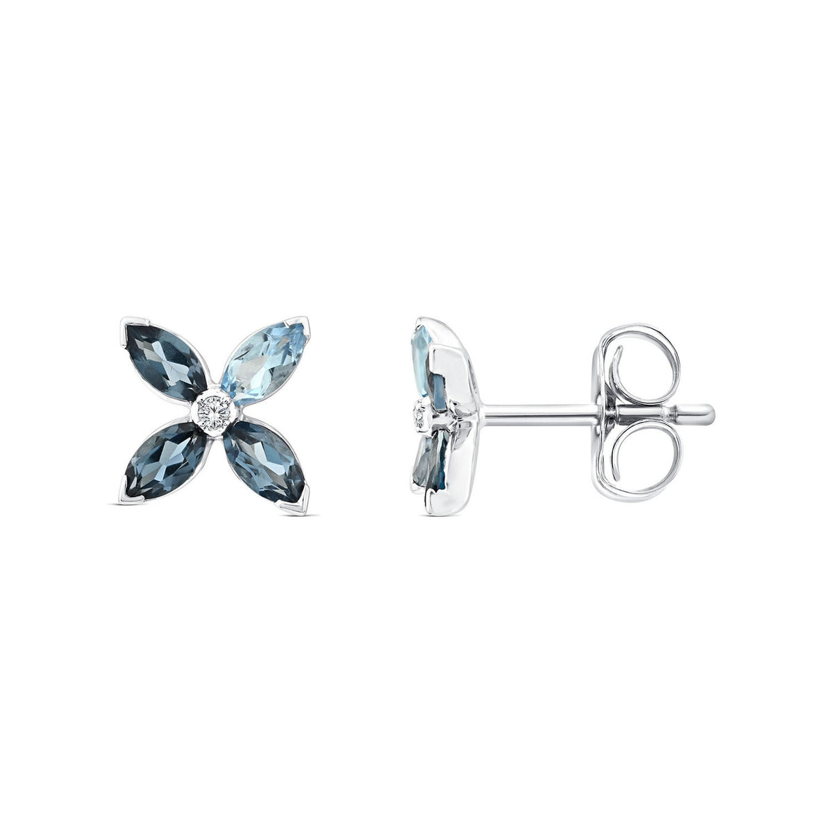 0.01ct Diamond & Blue Topaz Earrings in 9K White Gold