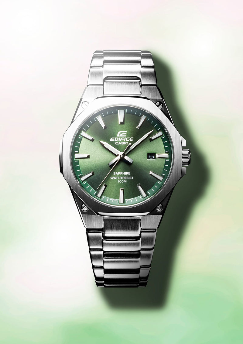 Casio Edifice 3-Hand Analog Green Dial Stainless Steel Watch EFRS108D-3A