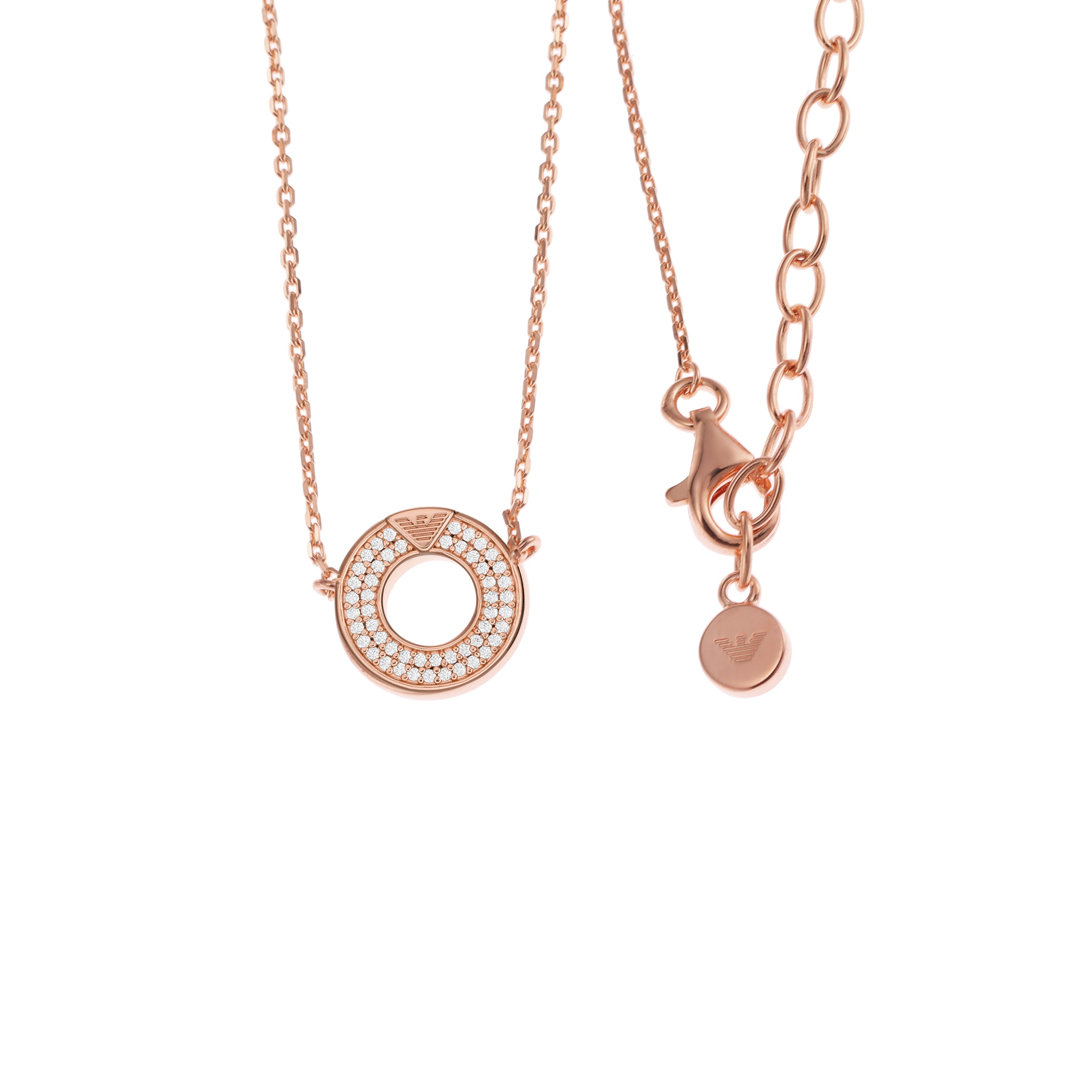 Armani Elegance Rose Gold Key Necklace with Cubic Zirconia EG3588221