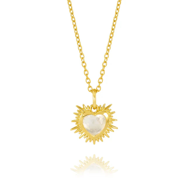 Rachel Jackson Electric Love Birthsone Heart Necklace Gold APRIL