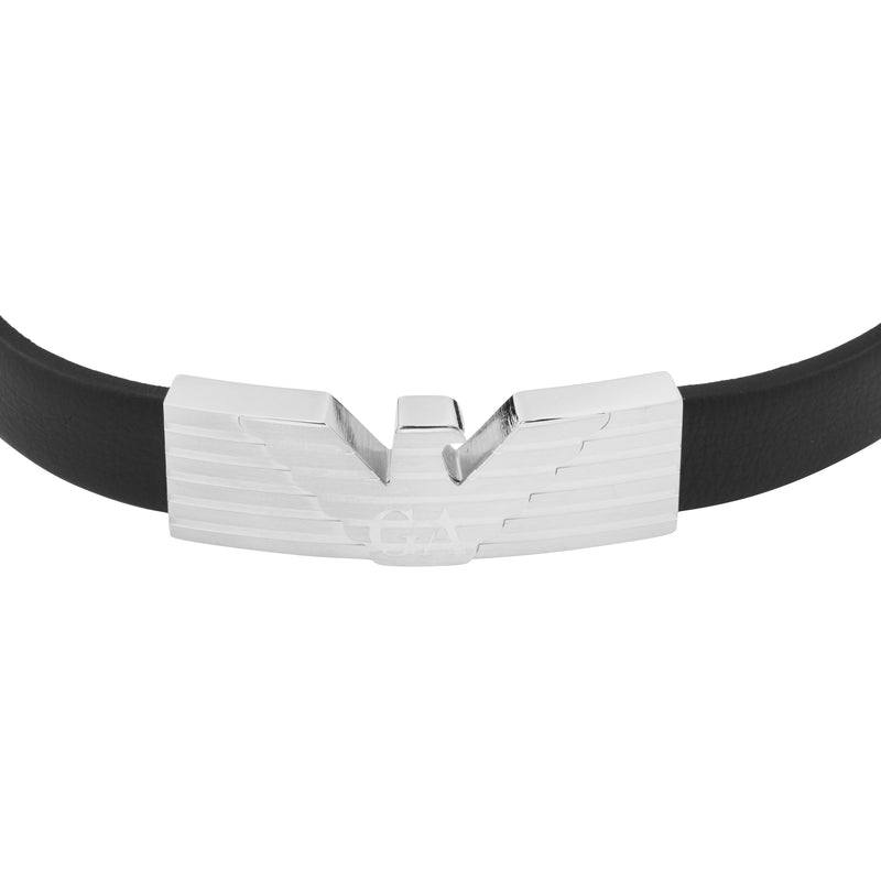 Armani Elegance Silver and Leather Bracelet EGS3075040