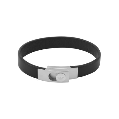 Armani Elegance Black Leather Bracelet EGS3087040