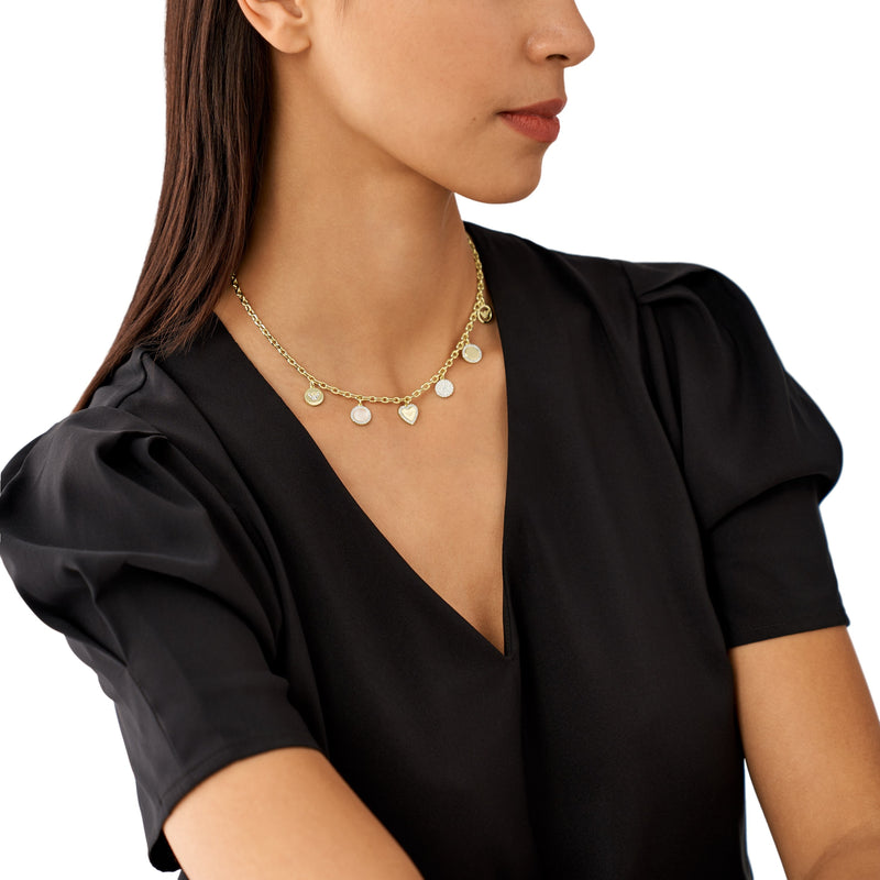 Armani Radiant Gold Necklace with Pearl and Zirconia EGS3103710