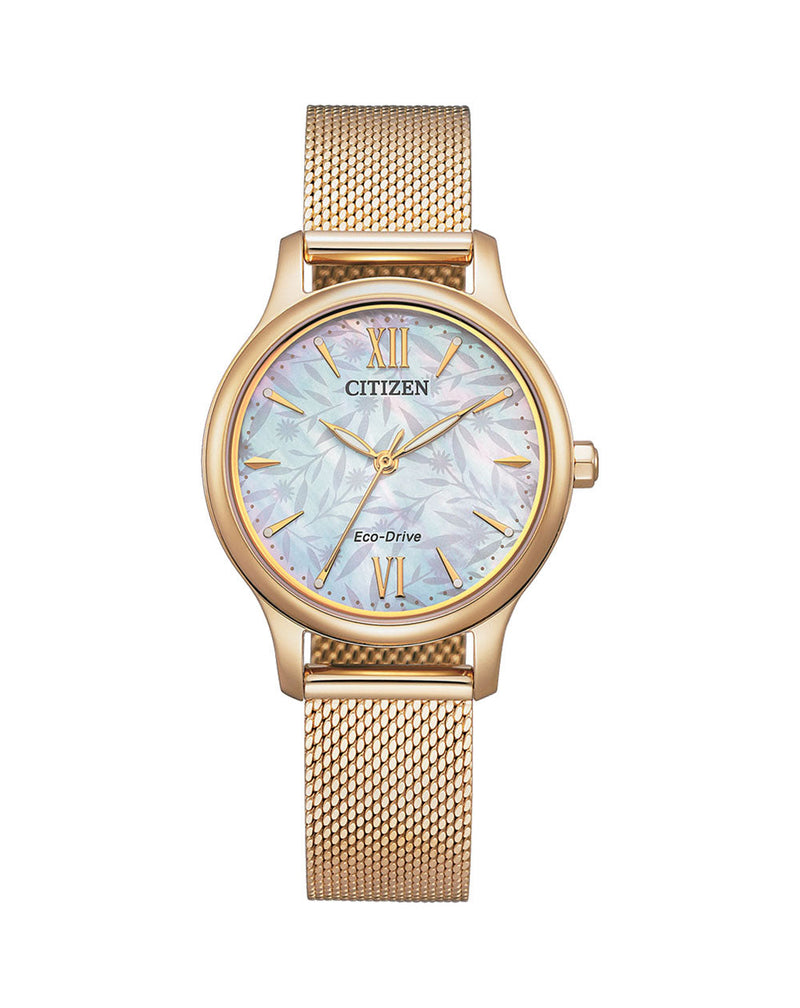 西铁城 Eco-Drive 珍珠贝母表盘女士手表 EM0892-80D