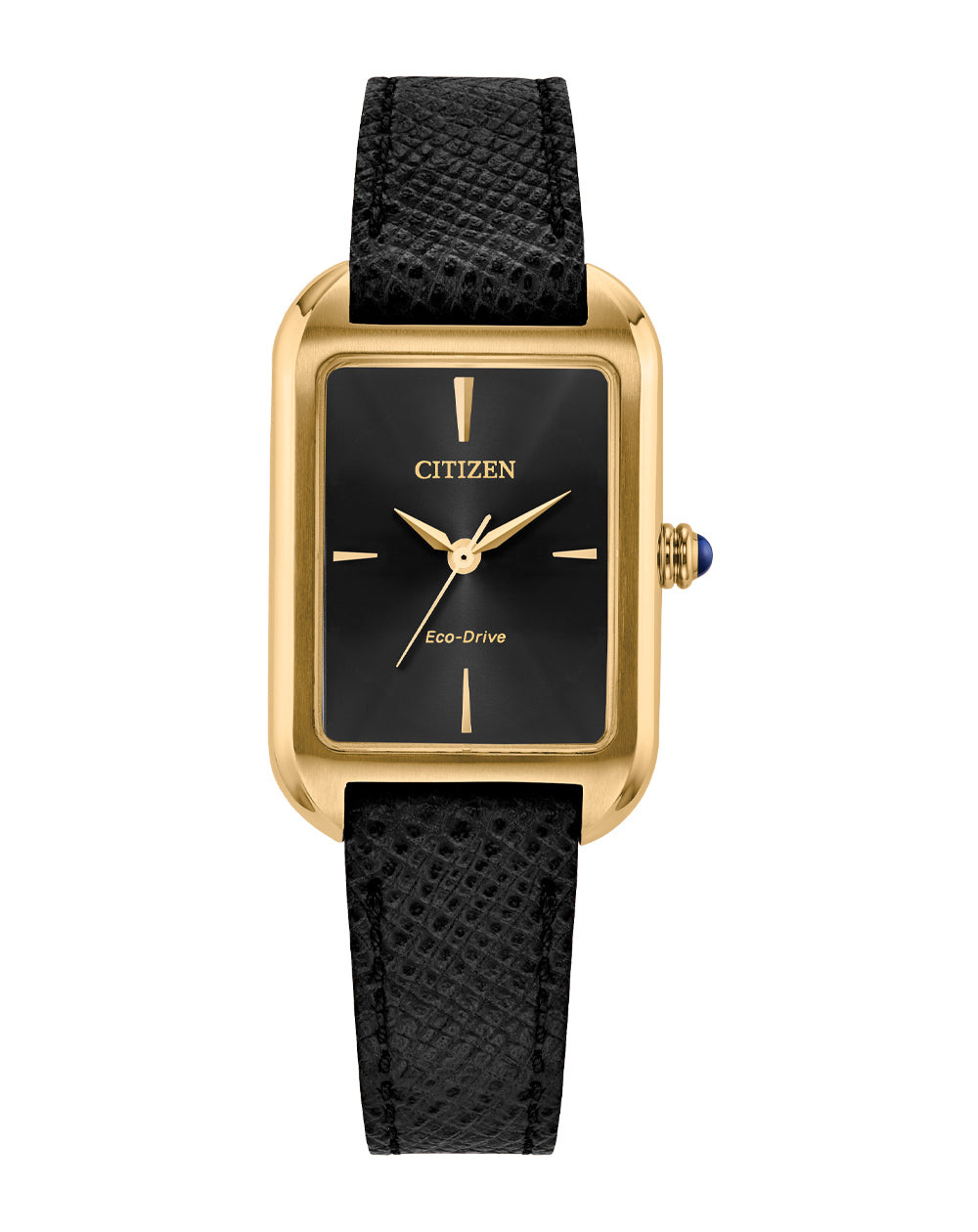 Citizen Eco-Drive Black Dial Leather Strap Watch EM1192-01E