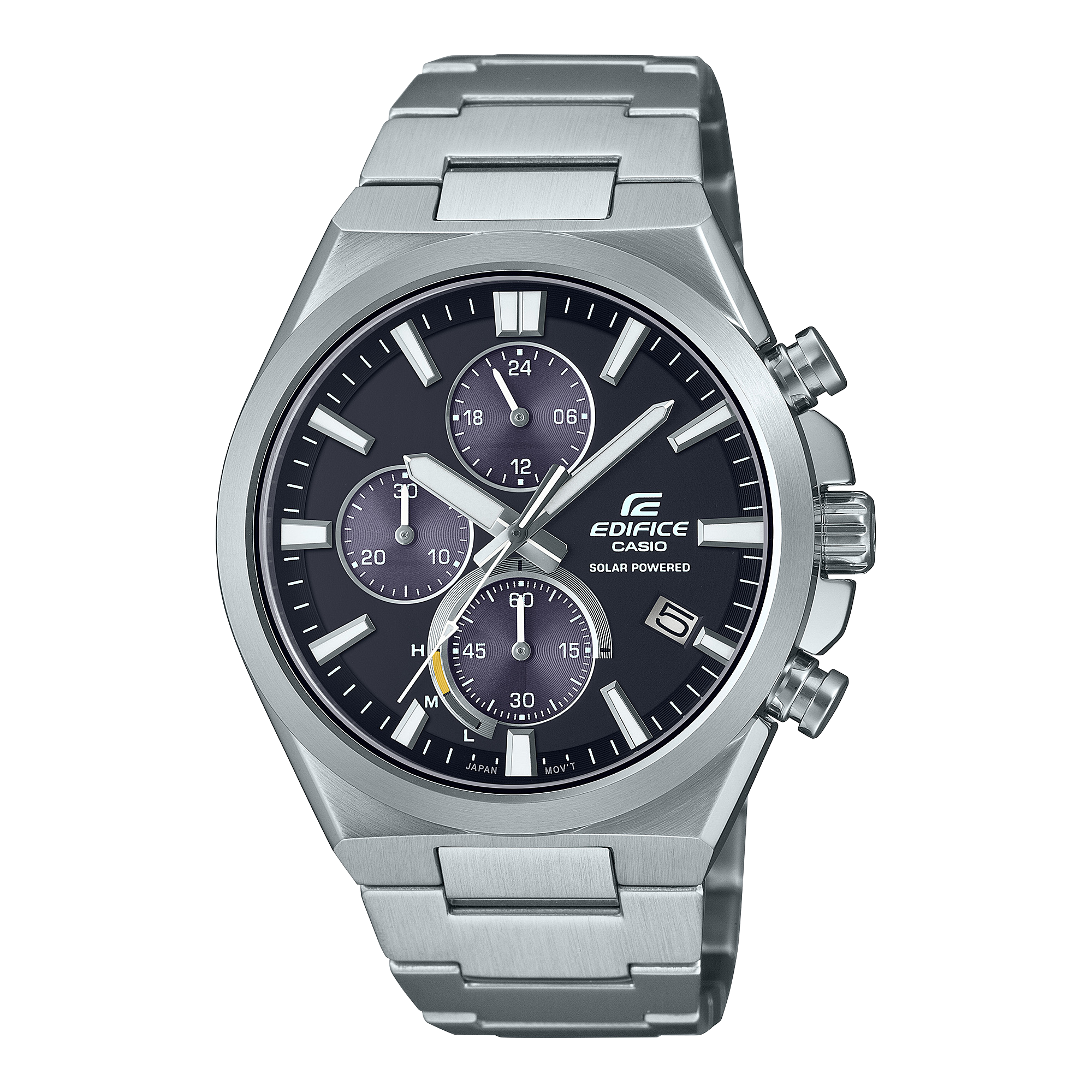 Casio Solar Powered Chronograph Black Dial Stainless Steel Watch EQS950D-1A