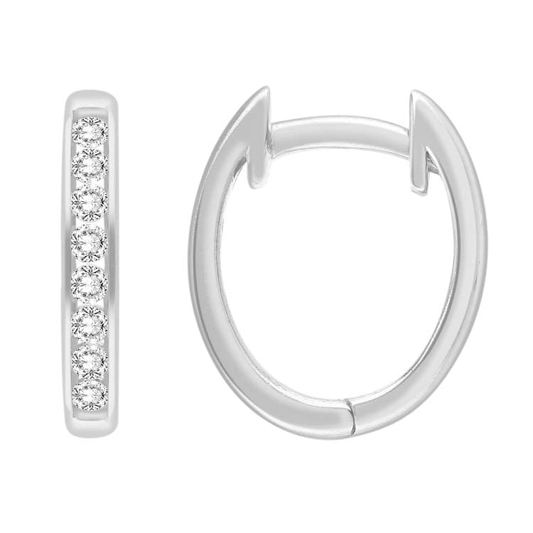 0.33ct Diamond Huggie Earrings in 9K White Gold