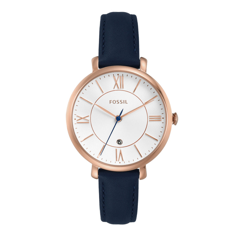 Fossil Jacqueline Rose-Gold & Navy Leather Women's Watch