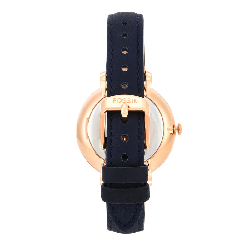 Fossil Jacqueline Rose-Gold & Navy Leather Women's Watch