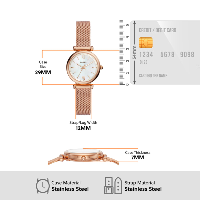 玫瑰金色 Fossil Carlie 不锈钢手表 ES4433