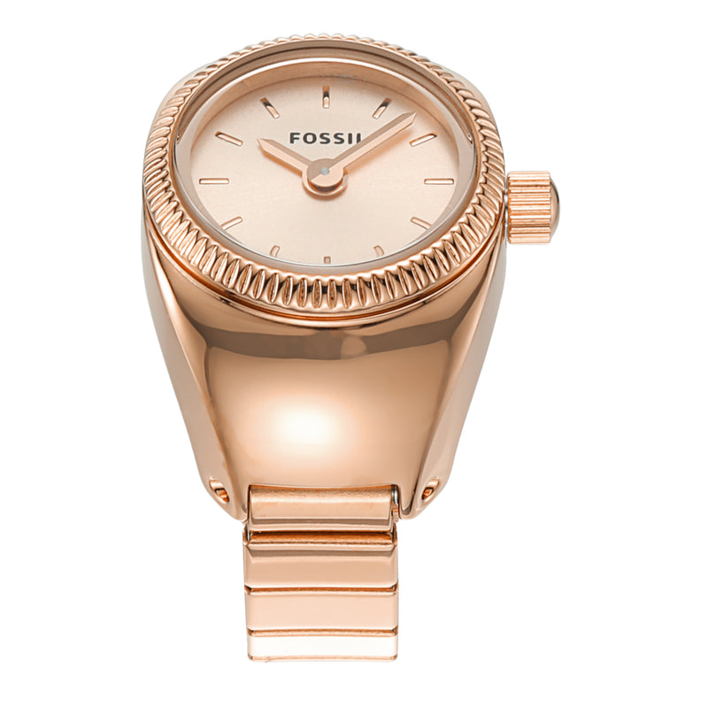 Fossil Elegance 戒指腕表 ES5247 – 玫瑰金双指针腕表