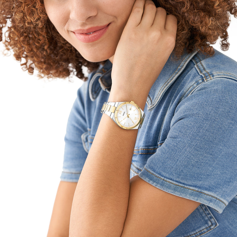 Fossil Two-Tone Stainless Steel Fossil Scarlette Watch with Date Display