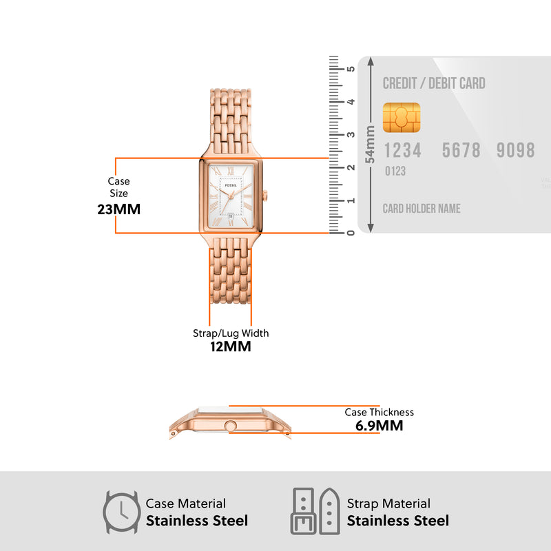 Raquel Rose Gold-Tone Stainless Steel Watch with Date by Fossil - ES5271