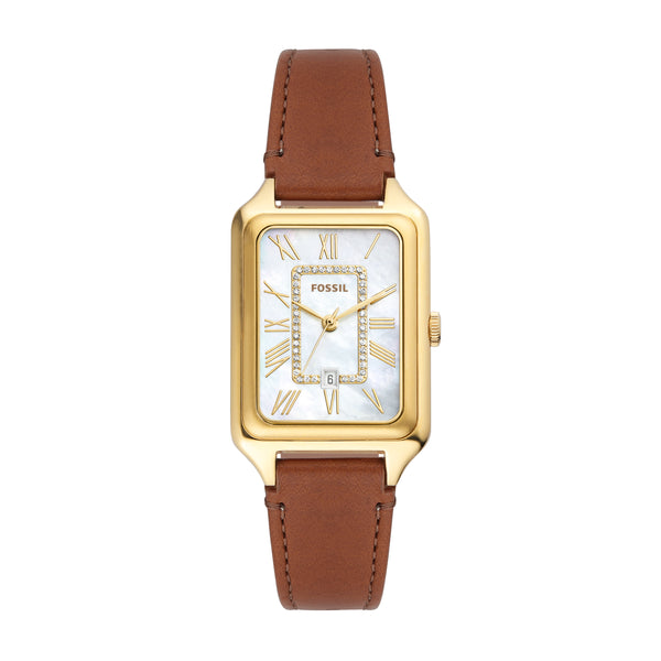 Fossil Raquel Brown Leather Band Mother of Pearl Dial Womens Watch ES5307