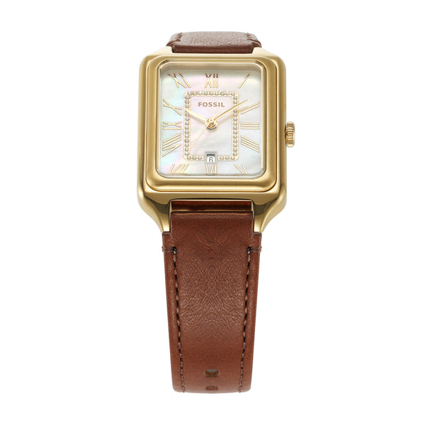 Fossil Raquel Brown Leather Band Mother of Pearl Dial Womens Watch ES5307