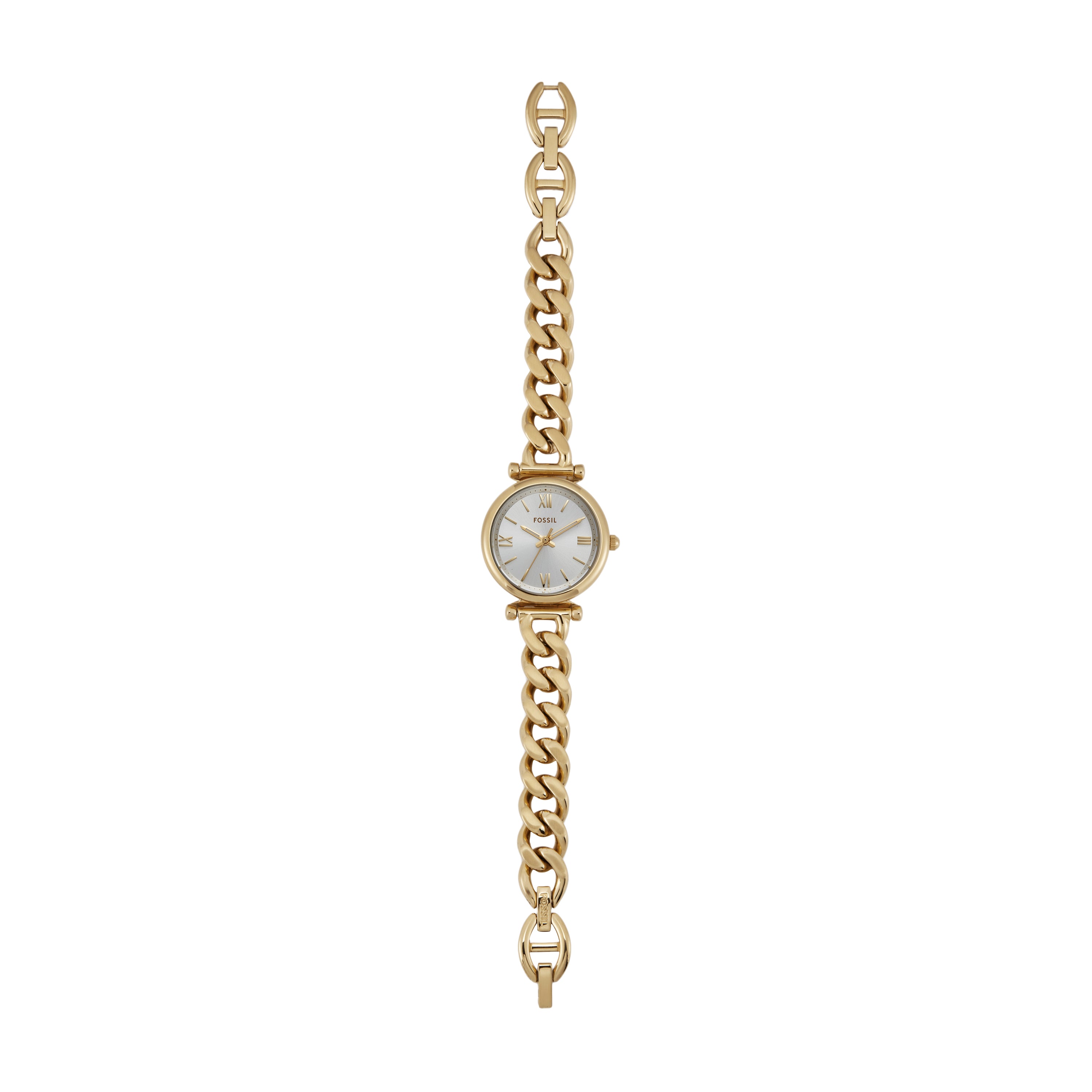 Fossil Carlie Three-Hand Silver Dial Gold Stainless Steel Watch ES5329