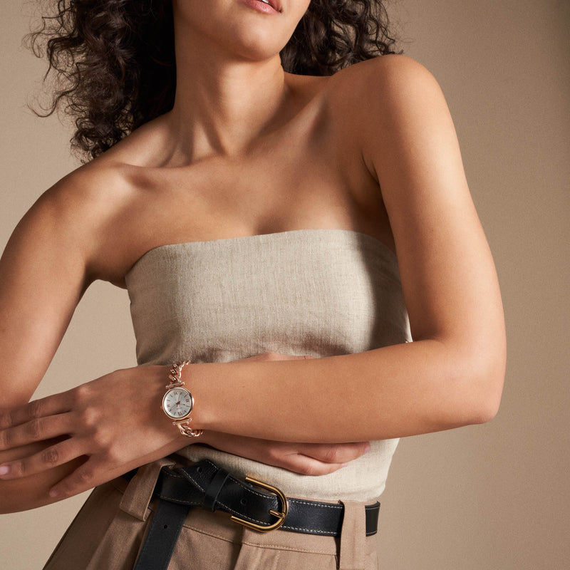 Fossil Carlie 玫瑰金色不锈钢女士手表 ES5330