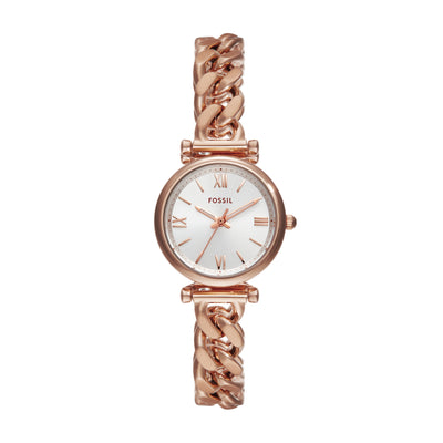 Fossil Carlie 玫瑰金色不锈钢女士手表 ES5330