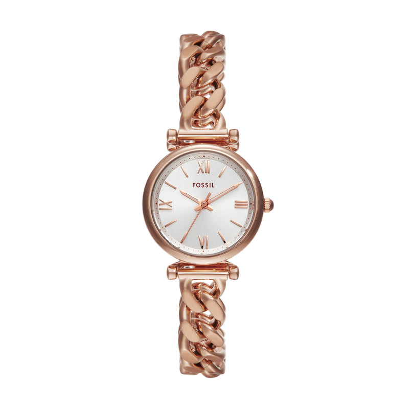 Fossil Carlie 玫瑰金色不锈钢女士手表 ES5330