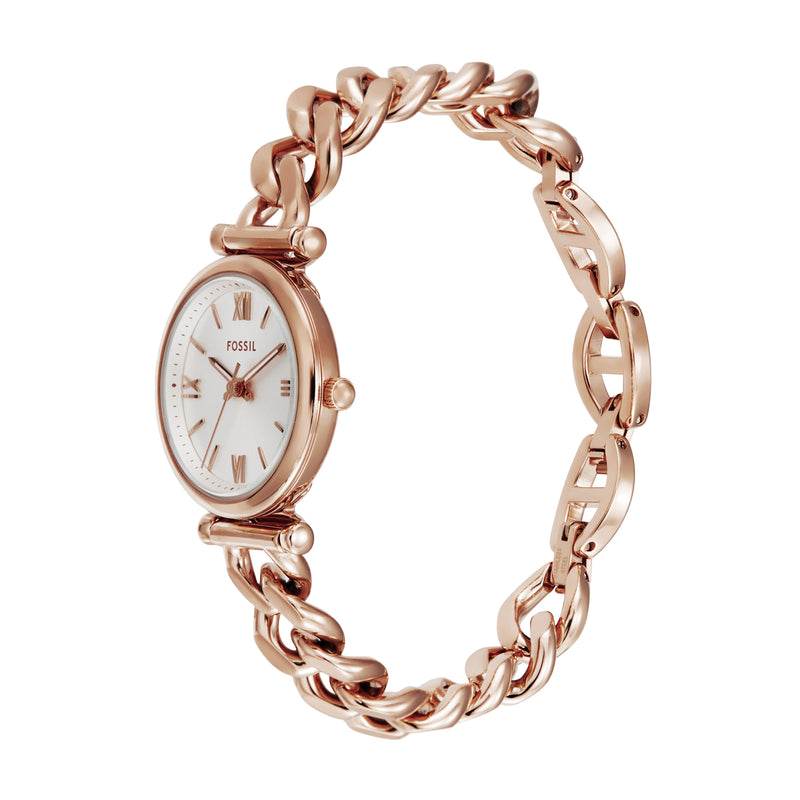 Fossil Carlie 玫瑰金色不锈钢女士手表 ES5330