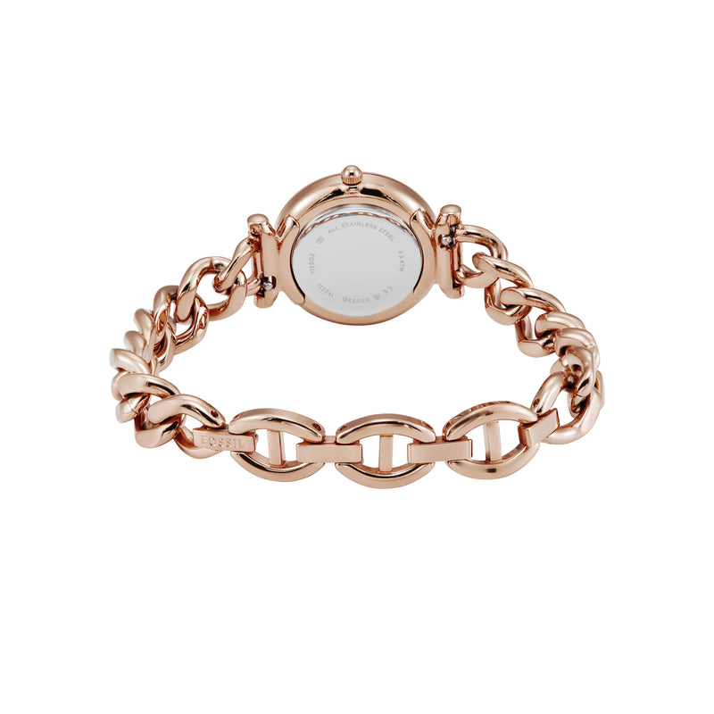 Fossil Carlie 玫瑰金色不锈钢女士手表 ES5330
