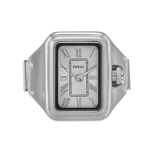 Fossil Elegant Raquel Watch Ring - Stainless Steel with Two-Hand Movement ES5344